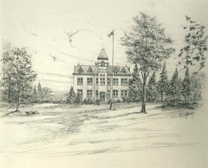 Main Hall of Mission House College (Baum drawings)
