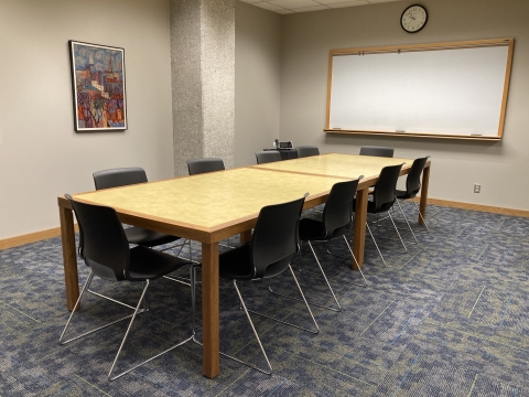 Tables and chairs in Public Conference Room 1.