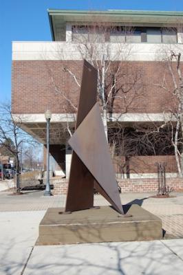 Steel "Eagle" sculpture outside Mead Public Library