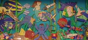 Under the Sea painted wood mural