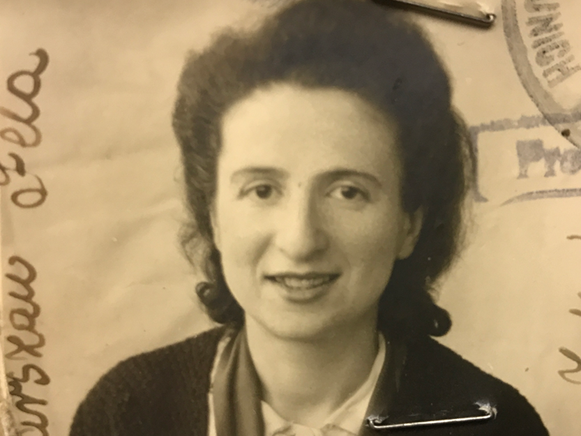 Black and white photograph of Holocaust survivor