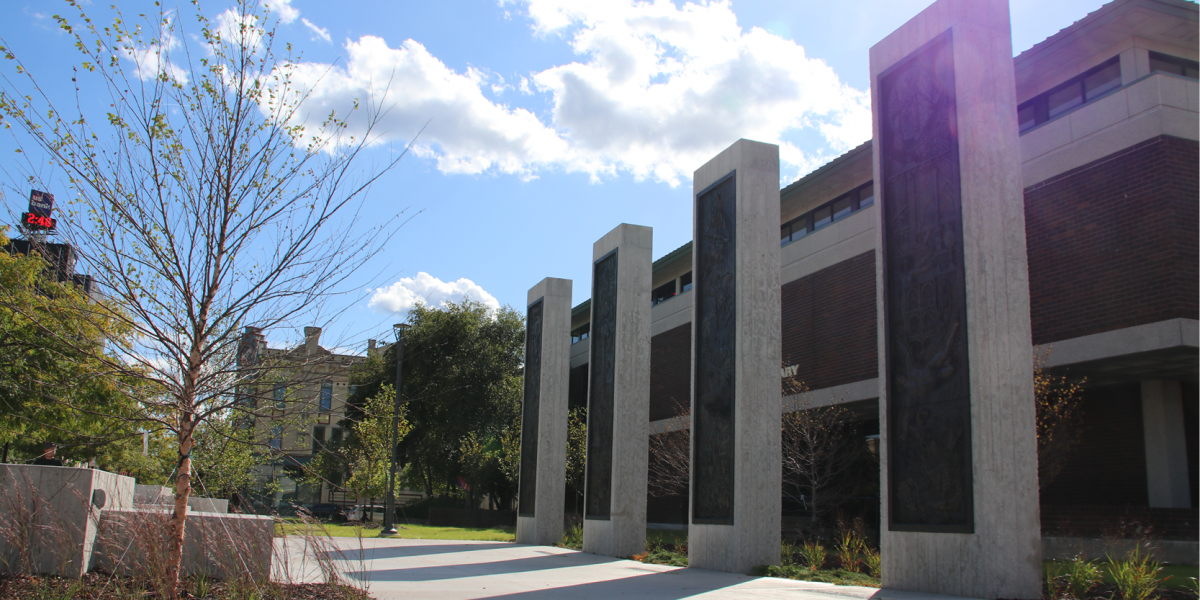 Plaza Sculptures on the grounds of Mead Public Library