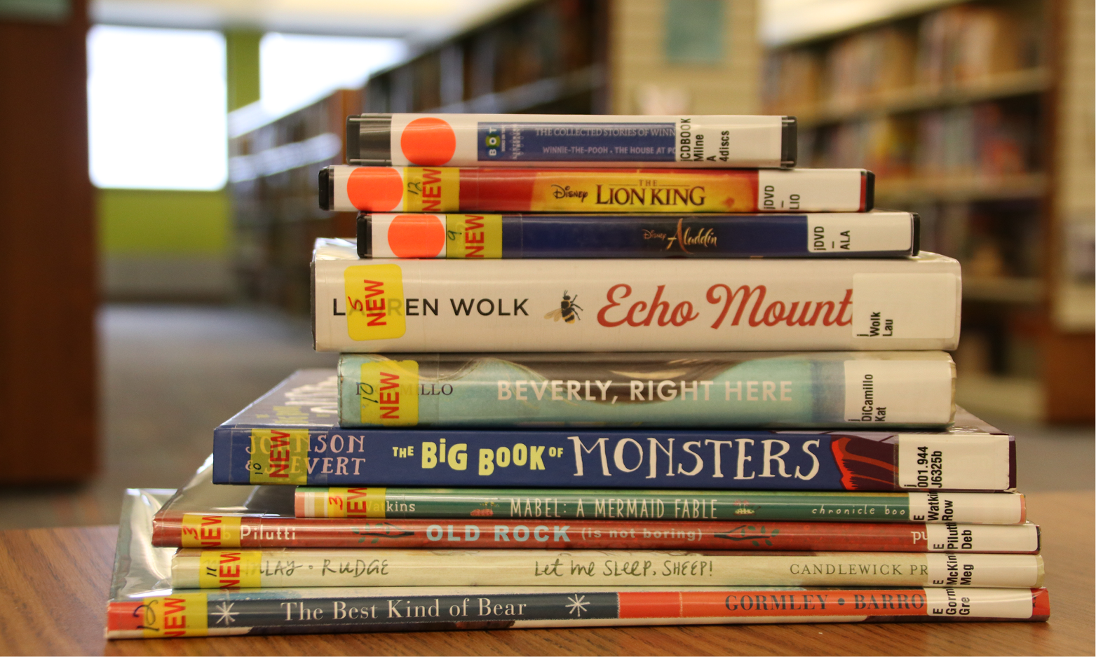 Stack of library books