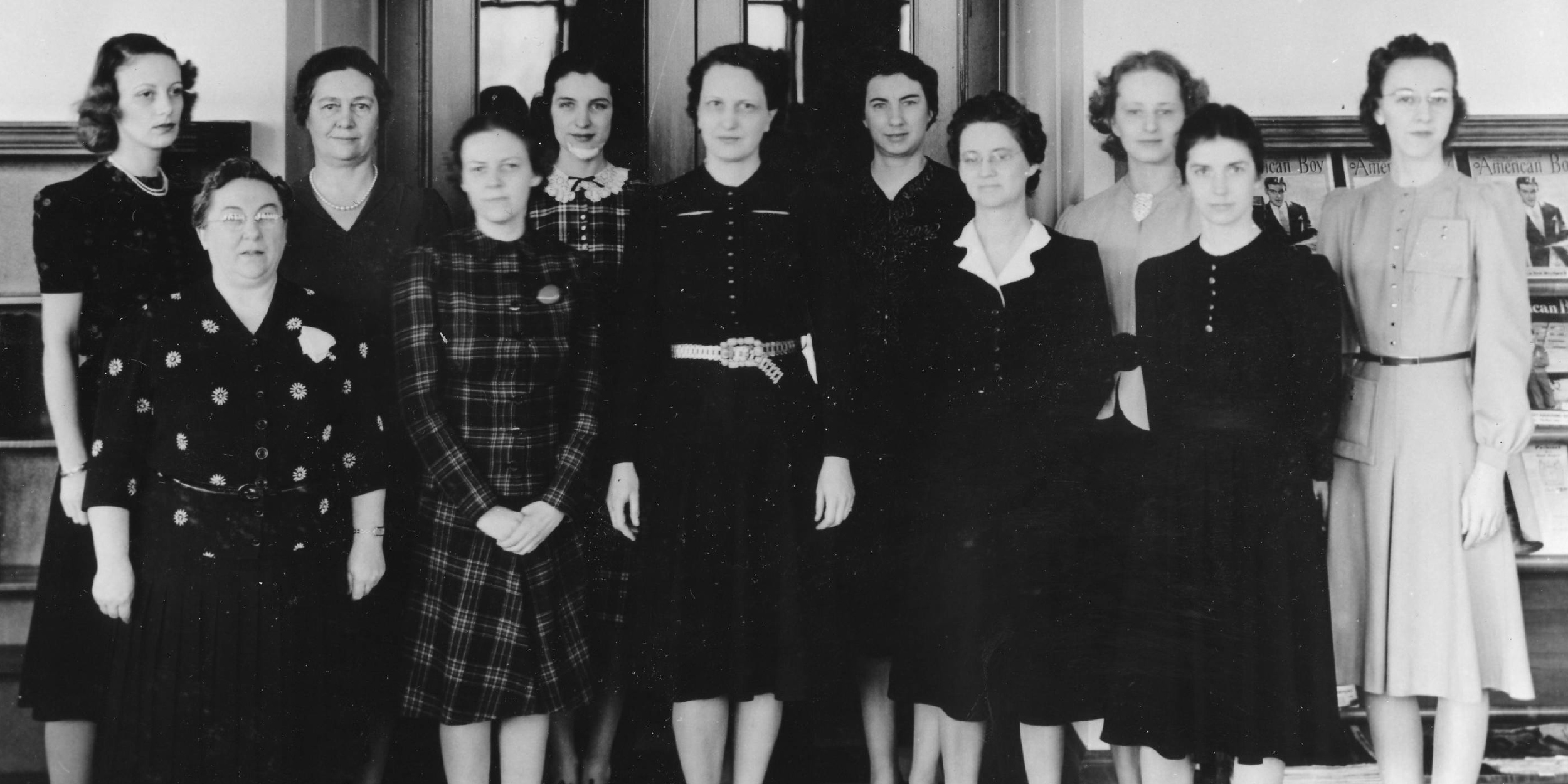 A photo of the library staff in the 1940s.