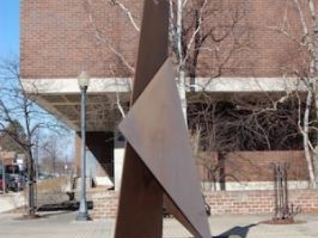 Steel "Eagle" sculpture outside Mead Public Library