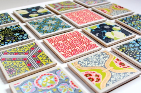 4 by 4 tiles with colorful designs.