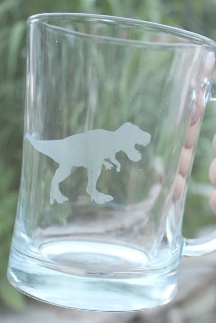 Dinosaur Glass Etched Glass