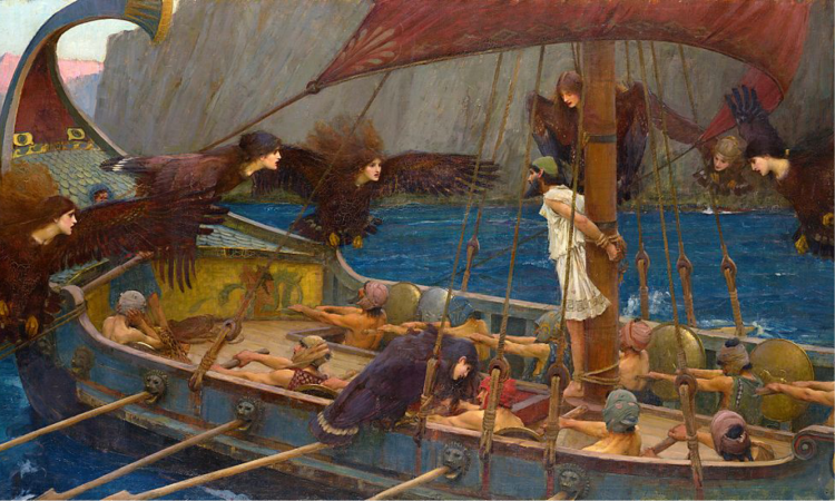 Waterhouse painting "Ulysses and the Sirens"