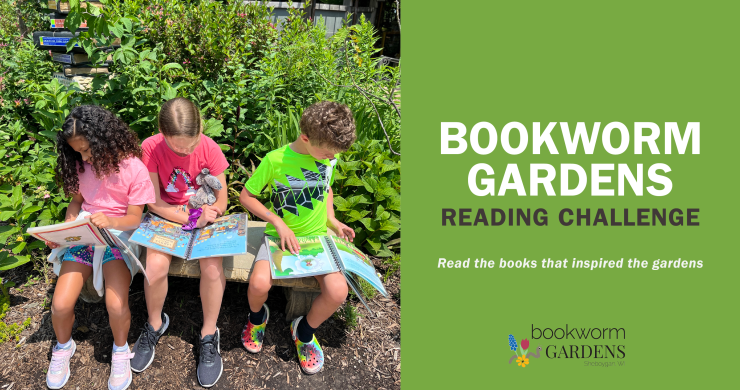 Promotional image for bookworm gardens reading challenge