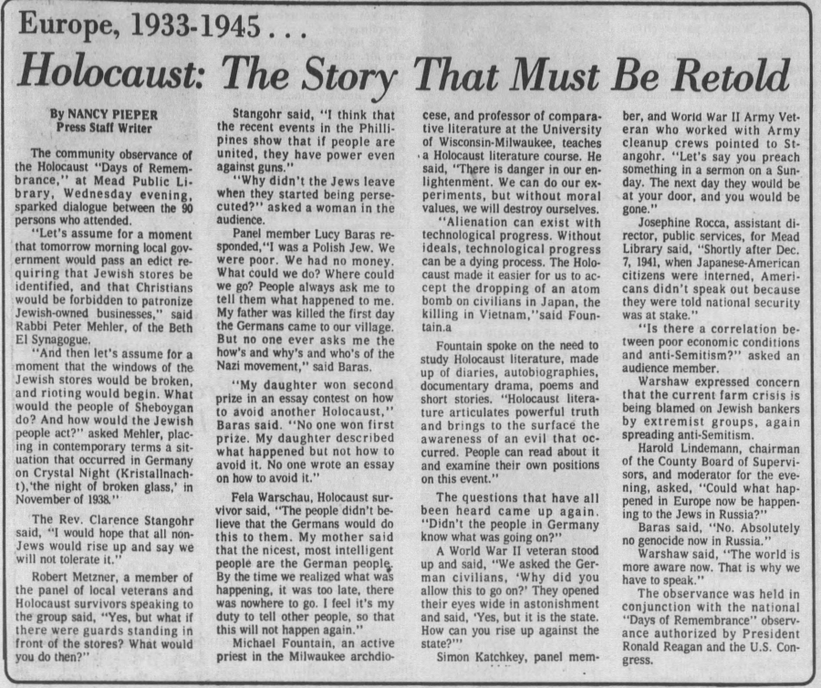 Article- "Holocaust: The Story That Must Be Retold"