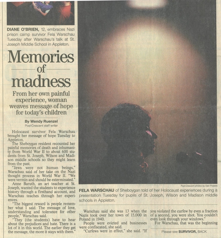 Article- "Memories of Madness" with photograph of Fela Warschau