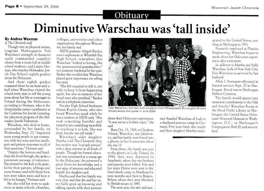 Article- Diminutive Warschau Was 'Tall Inside'