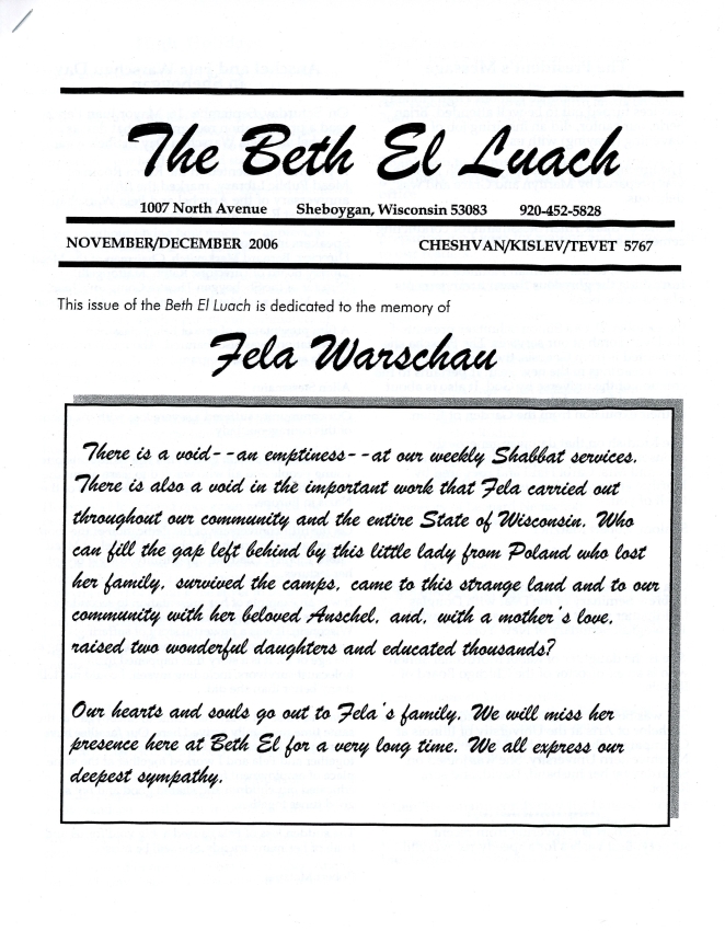 Robert Matzner remembers Fela Warschau