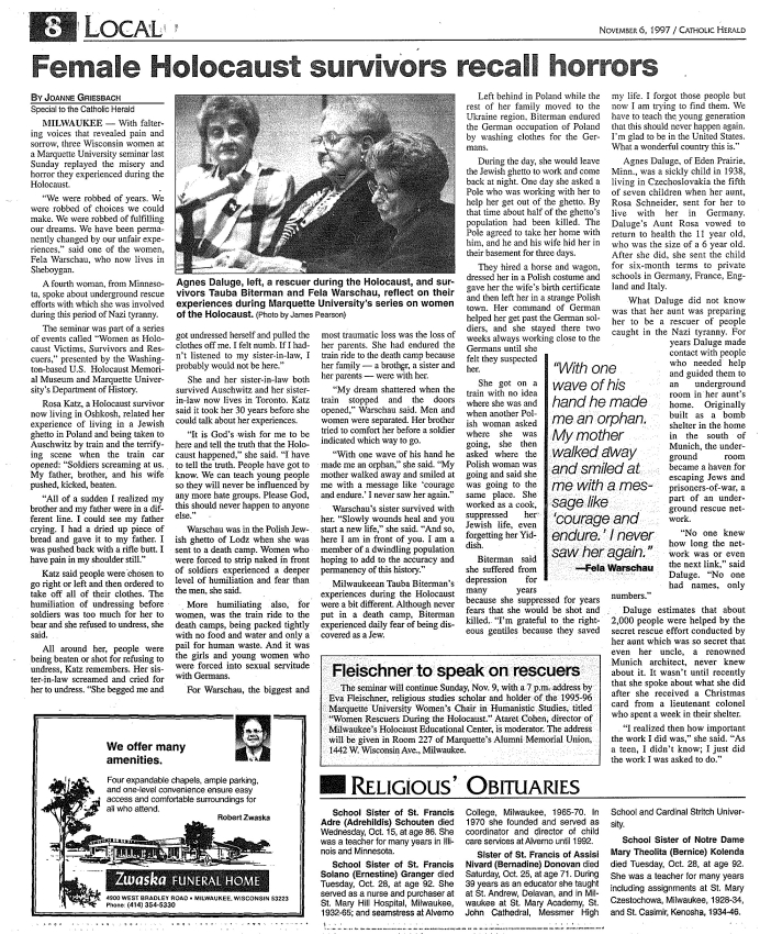 Article- Female Holocaust Survivors Recall Horrors