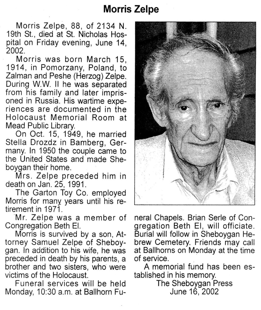 Morris Zelpe Obituary