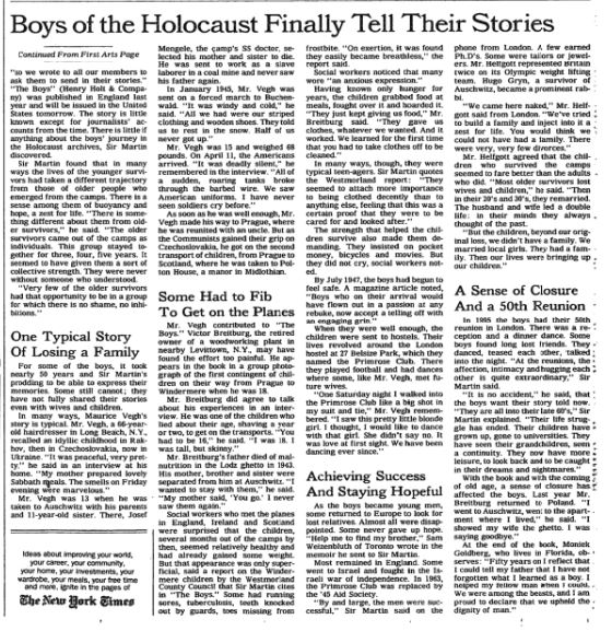 Article- Boys of the Holocaust Tell Their Stories
