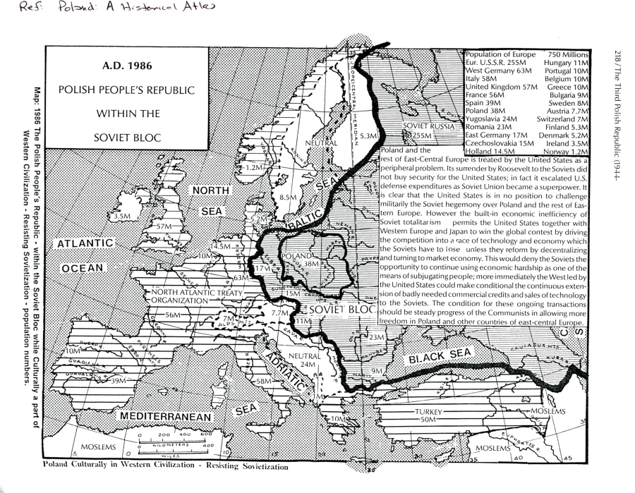 Map- Polish People's Republic Within the Soviet Bloc-AD. 1986