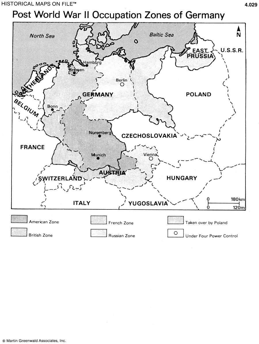 Map- Post World War II Occupation Zones of Germany 