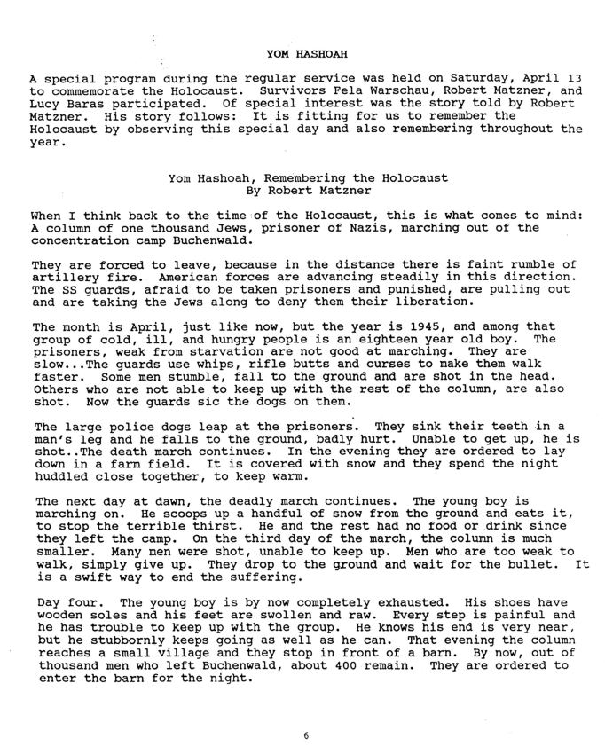 Yom Hashoah, Remembering the Holocaust