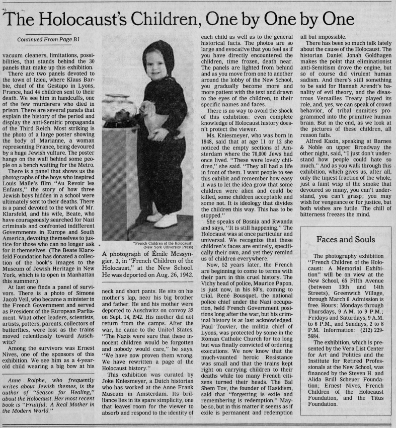 Holocaust's Children, One by One By One