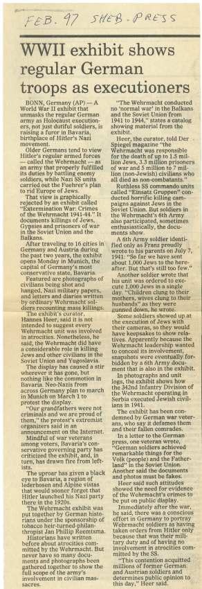 WWII Exhibit Shows Regular German Troops as Executioners