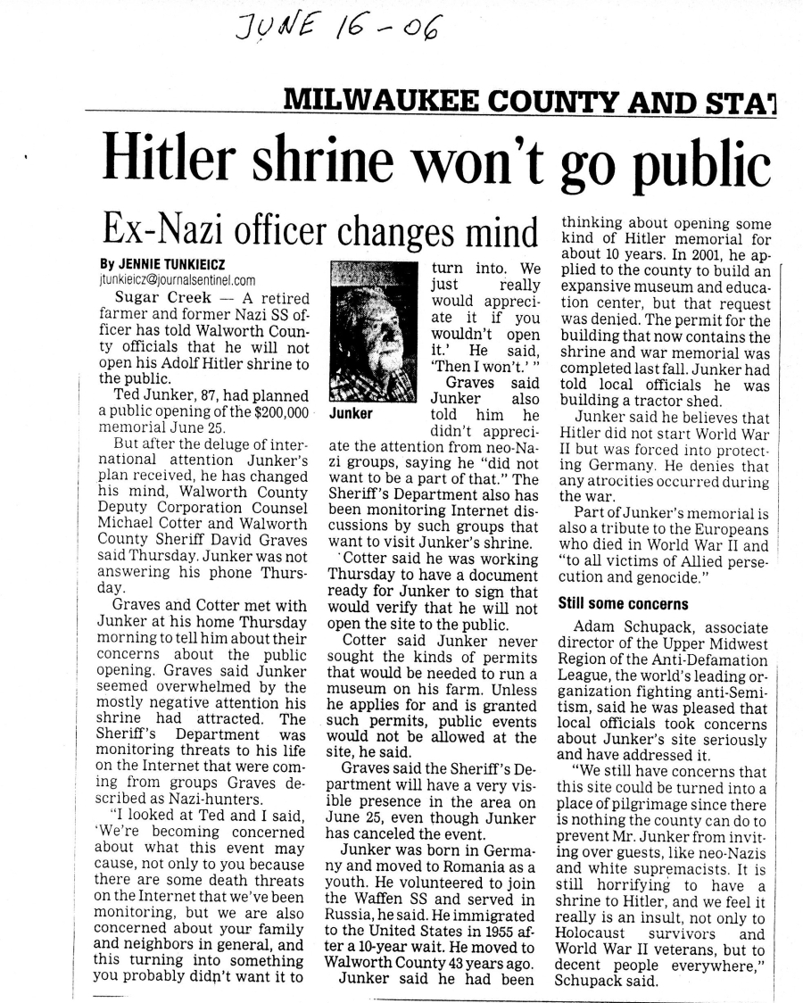 Hitler Shrine Won't Go Public