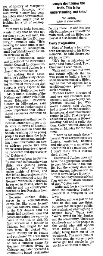 Shrine To Hitler Unnerves Community