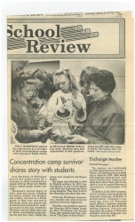 Concentration Camp Survivor Shares Story with Students plus photo of Fela Warschau and students