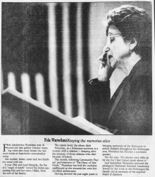 Fela Warschau photograph and article "Keeping the Memories Alive"