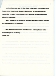 Tribute to Fela Warschau speech