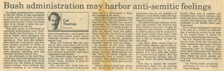 Article- Bush Administration May Harbor Anti-Semitic Feelings