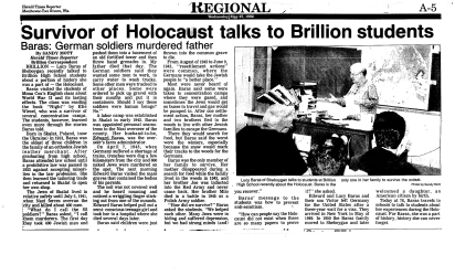 Survivor of Holocaust Talks to Brillion Students