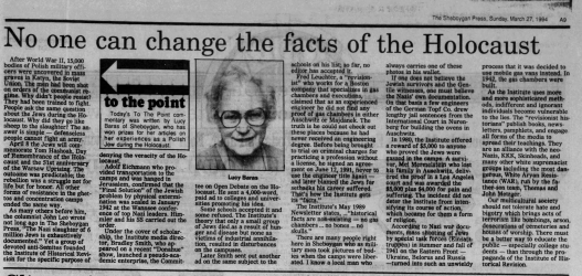 No One Can Change the Facts of the Holocaust