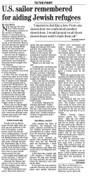 U.S. Sailor Remembered for Aiding Jewish Refugees